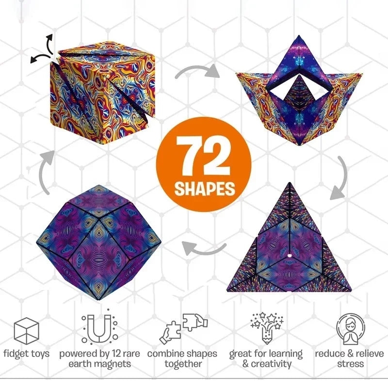 3D Magnetic Geometric Cube – Variable Shape Puzzle for Kids, Stress Relief, and Brain Training – Fun Decompression Toy for All Ages