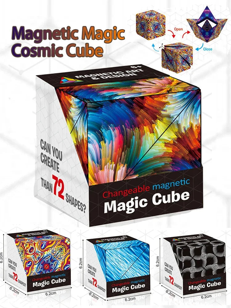 3D Magnetic Geometric Cube – Variable Shape Puzzle for Kids, Stress Relief, and Brain Training – Fun Decompression Toy for All Ages